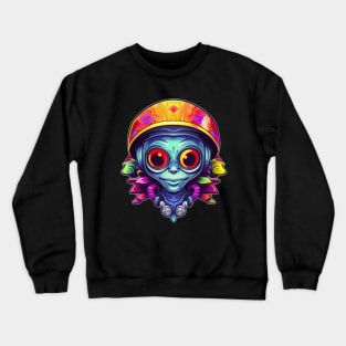 Weirdo Alien With Colorful Beanie Hat Crewneck Sweatshirt